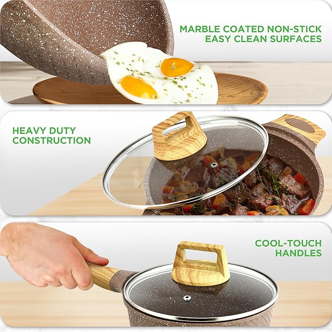 NutriChef 22‑Piece Non‑Stick Ceramic Pots and Pans Set – For All Cooktops Including Induction – PTFE &amp PFAS Free Includes Bakeware &amp Utensils