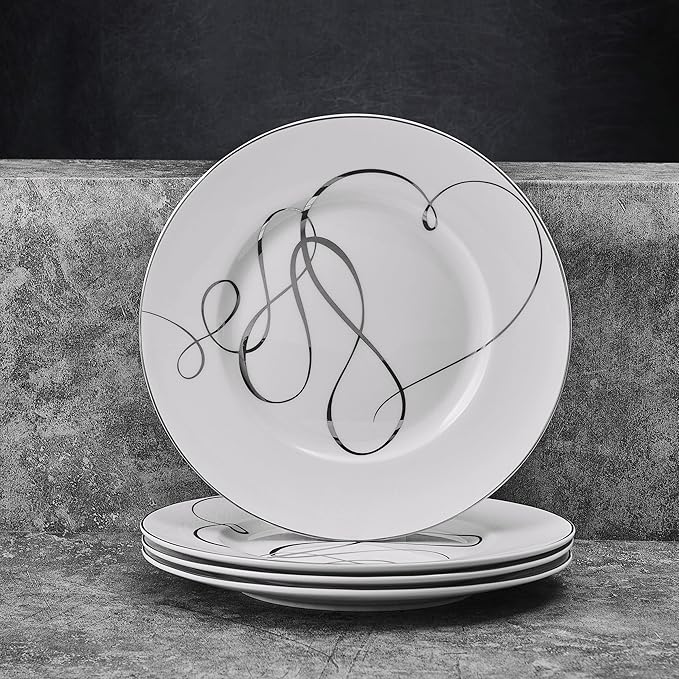 Mikasa Love Story Platinum Banded Salad Plates Set of 4 8.5-Inch