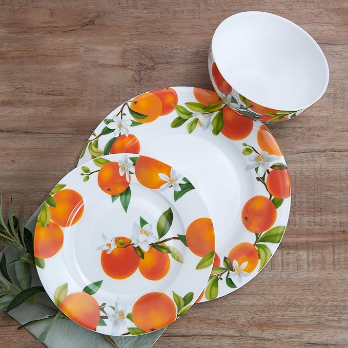 Mikasa Mandarin Bone China Lightweight Chip Resistant 12 Piece Dinnerware Set Service for 4