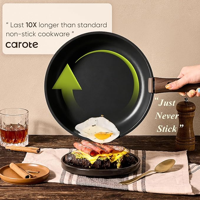 CAROTE 33pcs Pots and Pans Non Stick Cookware Sets Detachable Handle Induction Kitchen Pots and PansNonStick Cooking Set Oven/Dishwasher/Fridge Safe Space Saving