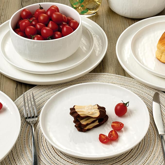 Joseph Sedgh Collection “Kai” 12-piece Stoneware Dinnerware Set with Protective Glaze Finish Service for 4 White