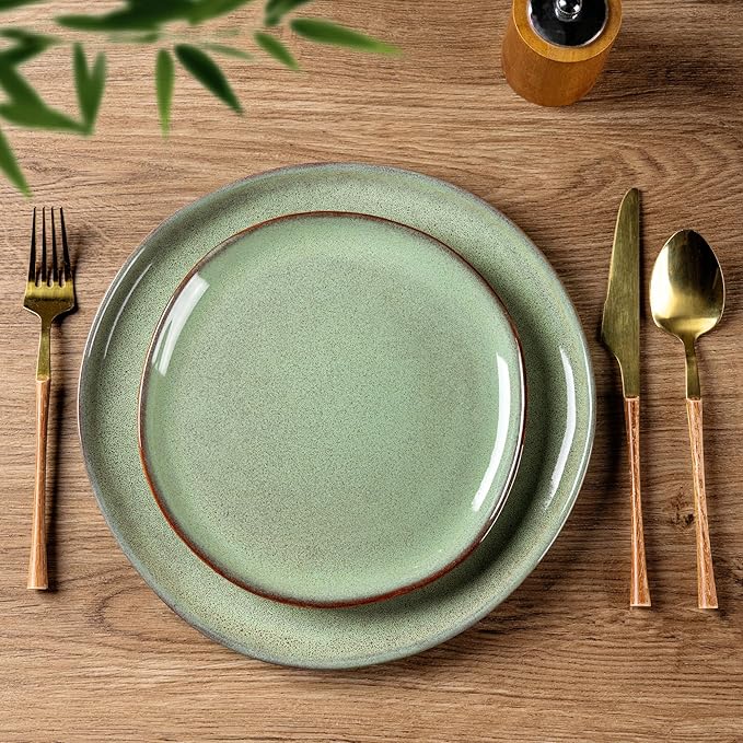 AmorArc Ceramic Dinnerware SetsHandmade Reactive Glaze Stoneware Plates and Bowls SetsHighly Scratch Resistant | Dishwasher &amp Microwave Safe Dishes SetService for 4 (12pc)