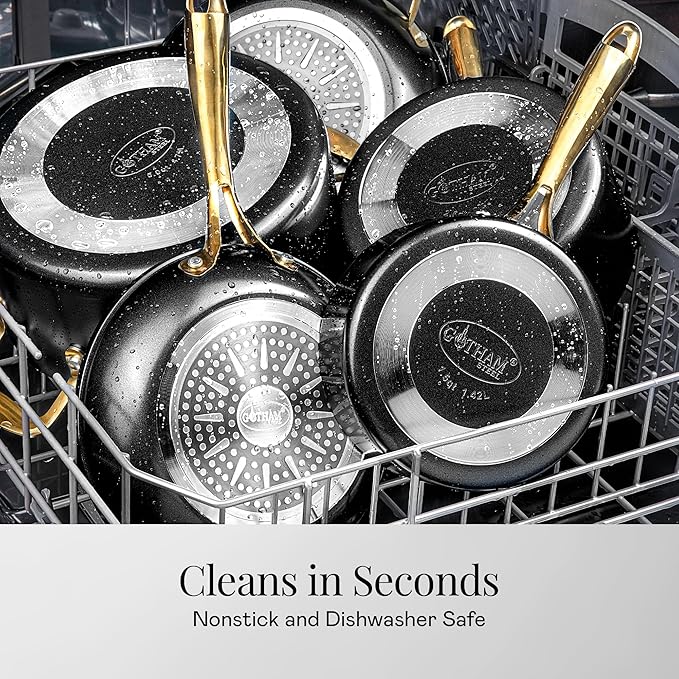 Gotham Steel 15 Pc Ceramic Cookware Set Nonstick Ceramic Pots and Pans Set Non Stick with Steamer &amp Cooking Utensils Non Toxic PFOA PFOS Free Premium Stay Cool Handles Oven &amp Dishwasher Sa