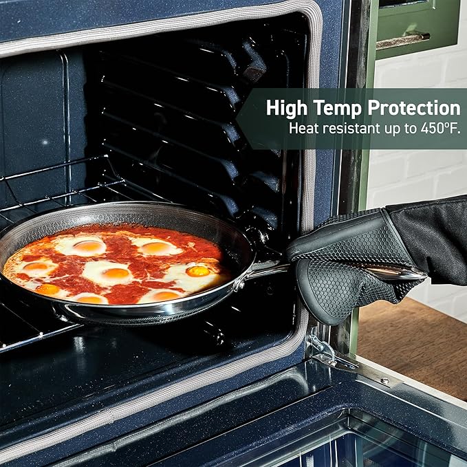 HexClad Hybrid Nonstick 7-Piece Cookware Set 14 Pan with Lid 14 Wok with Lid 12 Griddle and 2-Piece Oven Mitt Set Stay-Cool Handles Dishwasher and Oven-Safe Induction Ready