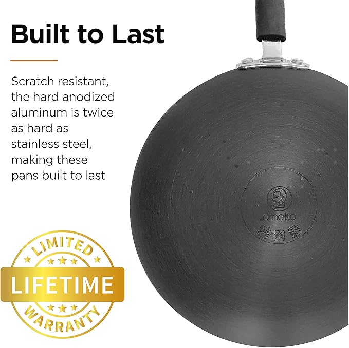 CH-AP2 2-Piece Hard-Anodized Non-Stick Fry Pan Cookware Set Black