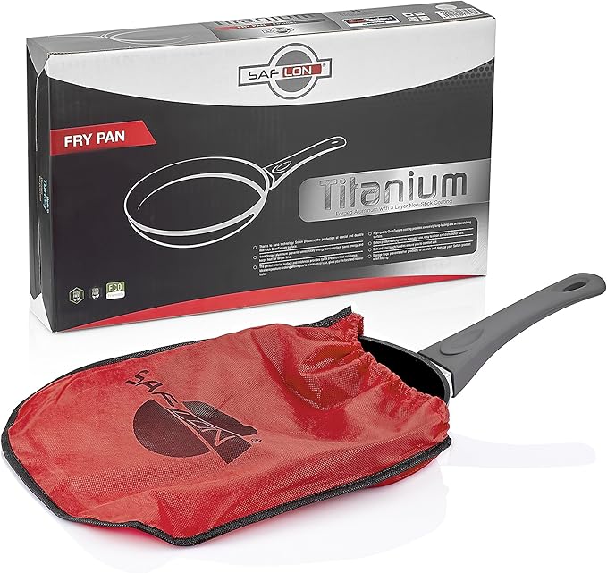 SAFLON Titanium Nonstick 8-Inch and 9.5-Inch Fry Pan Set 4mm Forged Aluminum with PFOA Free Scratch-Resistant Coating from England Dishwasher Safe