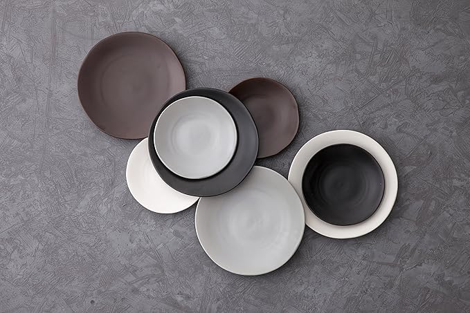 Fortessa Vitraluxe Dinnerware Heirloom Matte Finish Salad Plate 8-Inch Charcoal Set of 4 - STN.8000.6.02