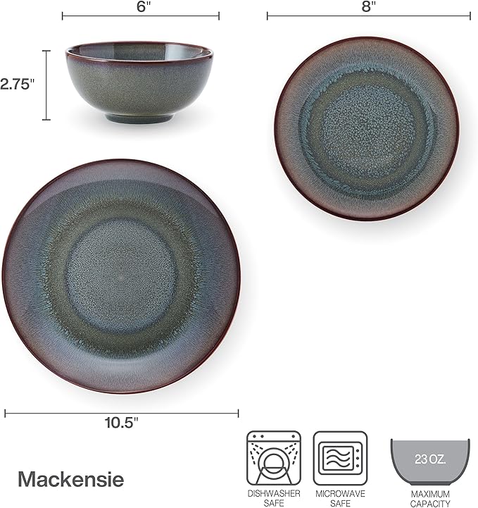 Pfaltzgraff Mackensie 12 Piece Dinnerware Set Service for 4 Multicolored