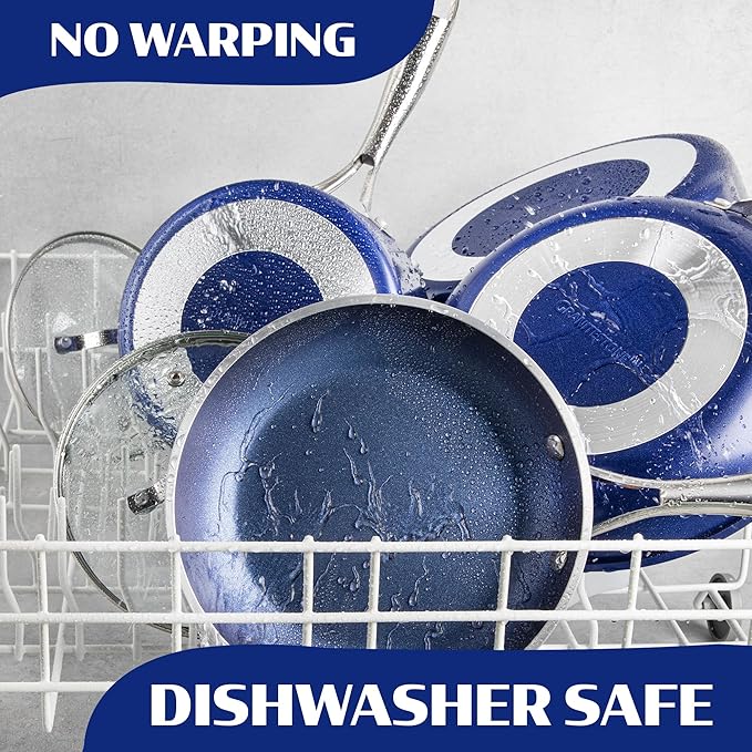 Granitestone Ceraluxe 20 Pc Ceramic Cookware Set Nonstick Complete Pots and Pans Set Non Stick with 5 Pc Bakeware Set Deep Frying Pan Set &amp Steamer Non Toxic PFOA Free Oven &amp Dishwasher S