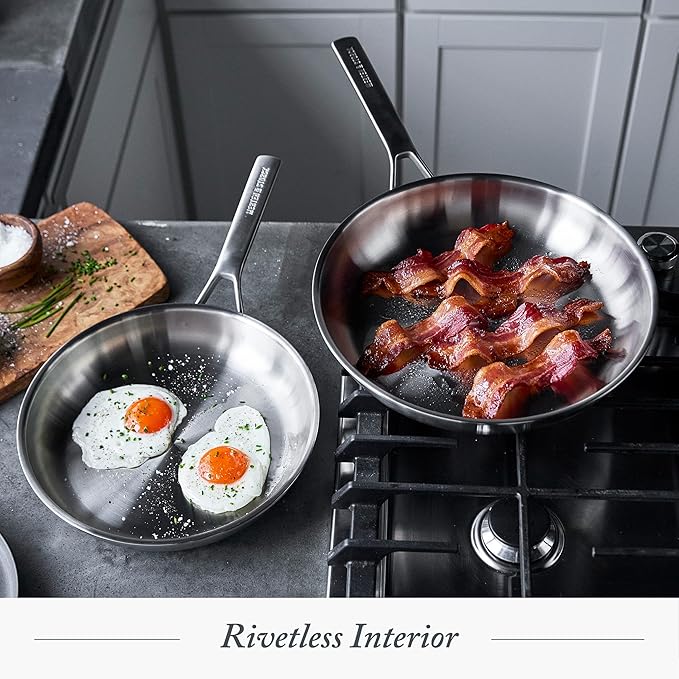 Merten &amp Storck Tri-Ply Stainless Steel 8 Piece Cookware Pots &amp Pans SetProfessional CookingMulti CladMeasurement MarkingsDrip-Free Pouring EdgesDurable Glass Lids InductionOven&ampDis