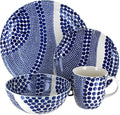Blue Rose Polish Pottery - Blue Zara 16 Piece Dinner Set - 4 Place Settings - Great for Everyday Dining Casual Dining or as Formal Dinnerware