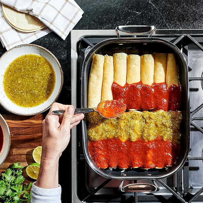 HexClad Hybrid Nonstick Small Roasting Pan with Rack Dishwasher-Friendly Oven-Safe Up to 900°F Compatible with All Cooktops