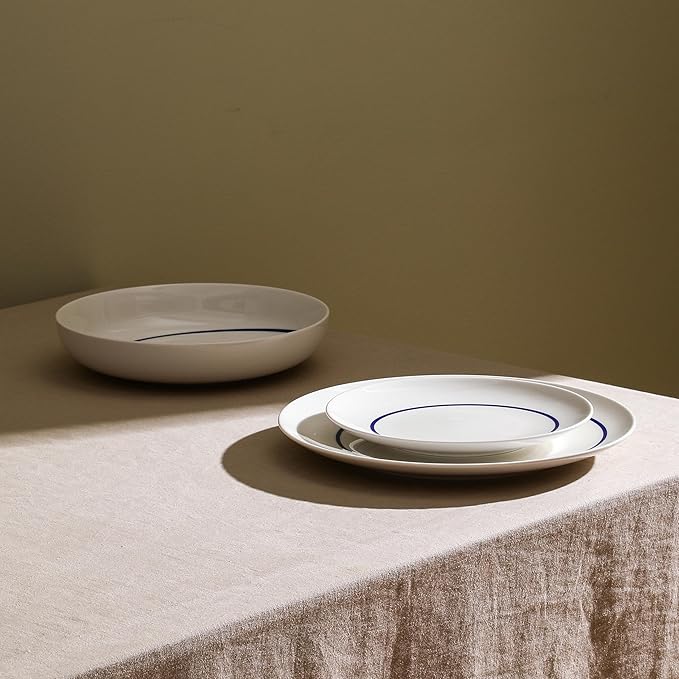 Stone Lain Luna 24-Piece Porcelain Dinnerware Set Plates and Bowls Set Dish Set for 8 Blue