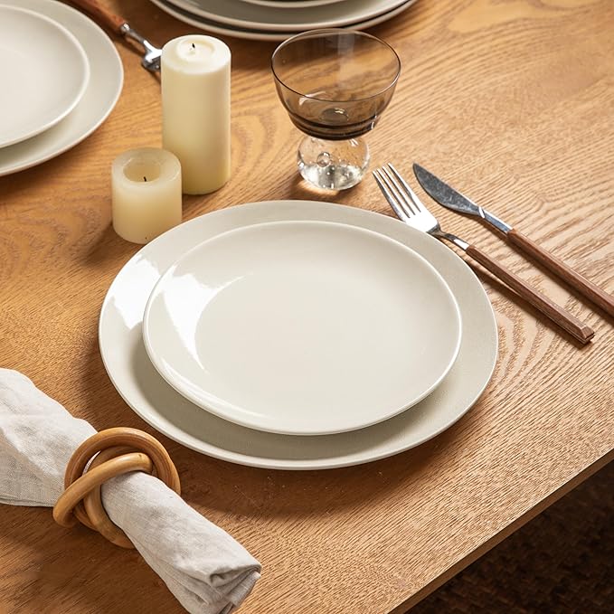 Ceramic Dinnerware Sets for 412 Pieces Plates and Bowls Sets Plates Pasta Bowls Soup Bowls Modern Stoneware Dishes Reaction Glaze (White)