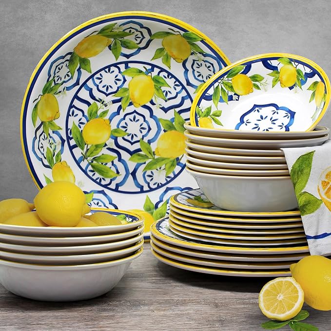 Le Cadeaux 16 Piece Luxury Melamine Dinnerware Set Service for 4 (Palermo)