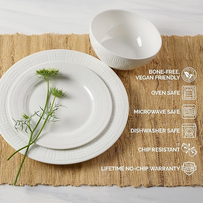 Mikasa Ashlyn Vegan Bone China Chip Resistant 12 Piece Dinnerware Set Service for 4