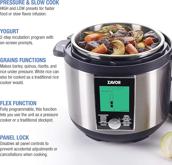 Zavor LUX LCD 6 Quart Multi-cooker with America's Test Kitchen Multicooker Perfection Cookbook Stainless Steel