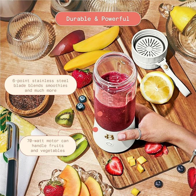 Portable Blender with 14 oz USB Rechargeable and Cordless for Smoothies Shakes &amp More