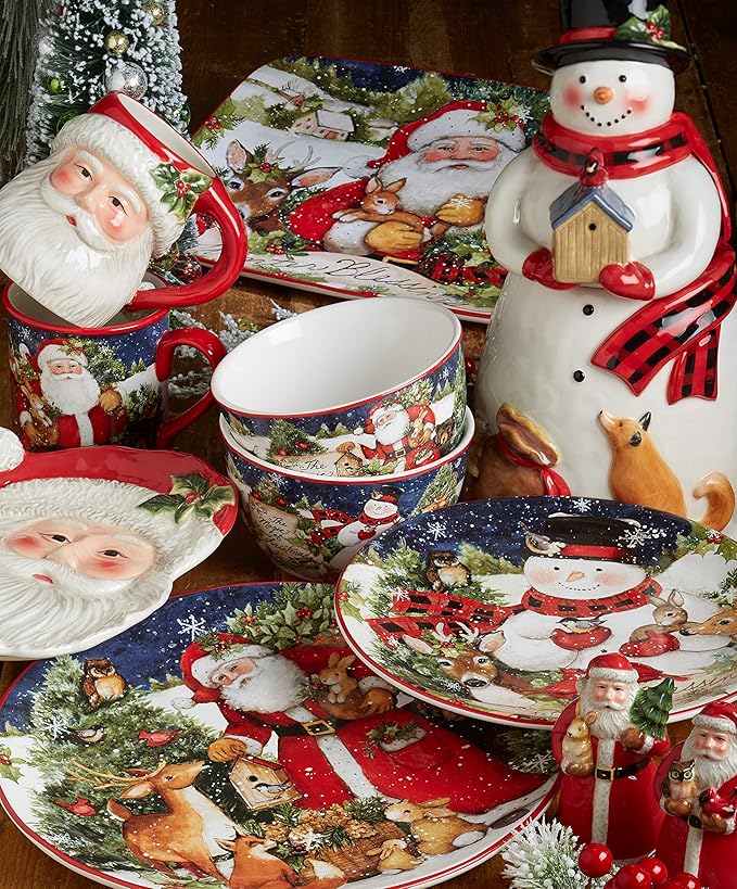 Magic of Christmas Snowman 16-Piece Holiday Dinnerware Set – Service for 4 – Cheerful Winter Plates Mugs &amp Bowls for Family Meals Holiday Gatherings &amp Festive Table Settings