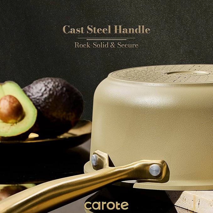 CAROTE 19Pcs Pots and Pans Set Non Stick Induction Cookware Sets with Durable Cast Steel Handle Oven-Safe Pots and Pans with Cooking Utensils PFOS/PFOA Free Dishwasher Safe Aluminum