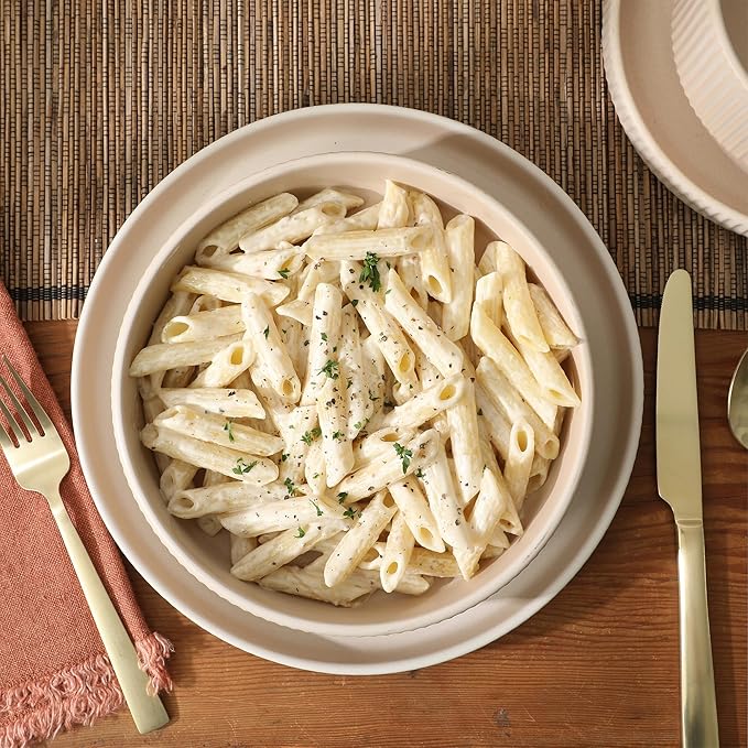 Gibson Elite Deerfield 16-Piece Stoneware Dinnerware Set – Cream White Reactive Glaze Plates and Bowls Stackable Design Service for 4 – Dishwasher &amp Microwave Safe