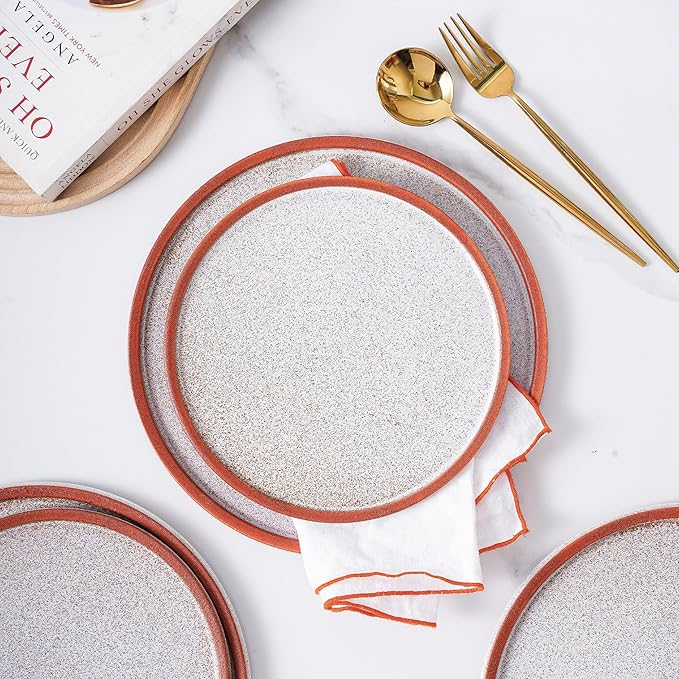 Stone Lain Vince Rustic Stoneware Dinnerware Set Service for 8 Red 32 Piece Service for 8