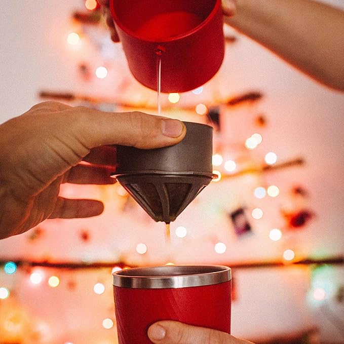 Cafflano Klassic : All-in-1 Drip Kettle+Grinder+Permanent Stainless Filter Dripper+Double-wall Tumbler Pourover Coffee Maker for Camping &amp Travel