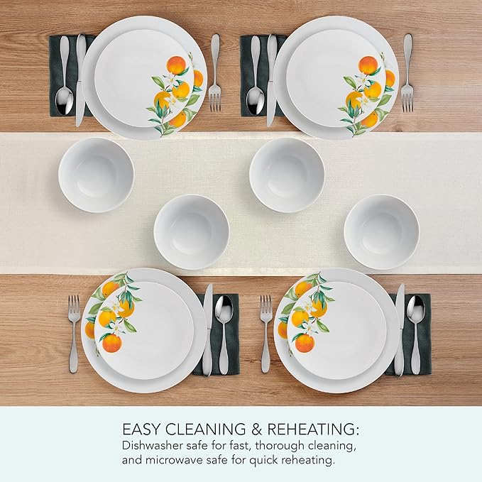 Studio Nova Oranges 12 Piece Dinnerware Set Service for 4 White