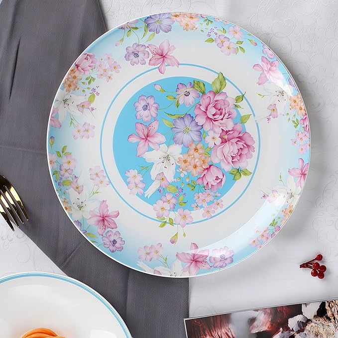 40 Pcs Fine Bone China Dinnerware Set Porcelain &amp Ceramic Dinnerware Sets Bone Stoneware &amp Ceramic Cookware Tableware Set Includes Dinner Plates|Spoons|Pasta Bowls|Soup Pot|Chopsticks
