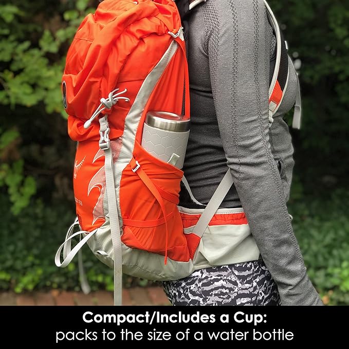nCamp - Café Portable Coffee Maker Portable Espresso Machine Compact Camping Coffee Maker Stainless Steel Travel Coffee Maker with Camping Coffee Cup Reusable 12 oz