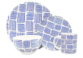 Melange Coupe 16-Piece Porcelain Dinnerware Set (Indigo Tally Marks Collection) | Service for 4 | Microwave Dishwasher &amp Oven Safe | Dinner Plate Salad Plate Soup Bowl &amp Mug (4 Each)