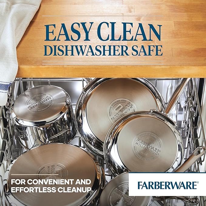 Farberware Millennium Stainless Steel Nonstick Cookware Set 10-Piece Pot and Pan Set Stainless Steel