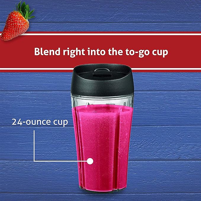 Oster Pro 1200 Smoothie Blender with Glass Jar &amp 24oz To-Go Cup Countertop Kitchen Blender with 7 Speeds 1200W Power Brushed Nickel
