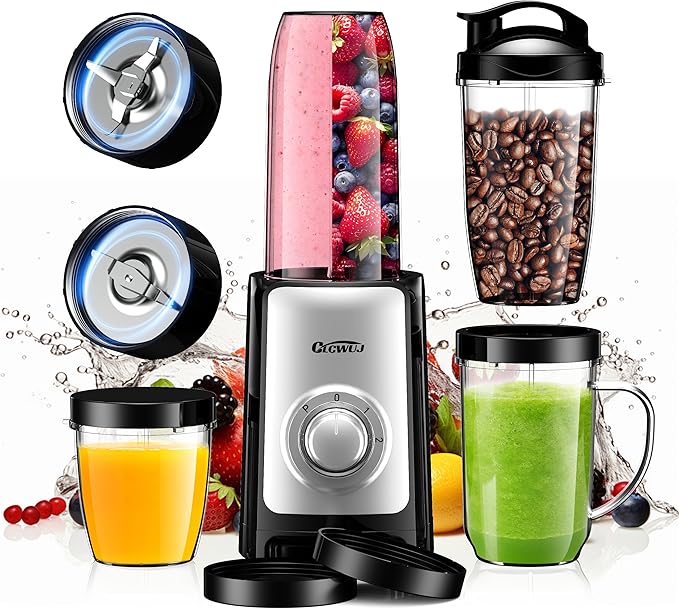 Smoothie Blender Personal Blender for Shakes and Smoothies12Pcs Coffee Grinder and Countertop Blenders Combo for Kitchen Portable Smoothie Blenders with 10oz/17oz x2/23oz Cups (BLACK) (black2)