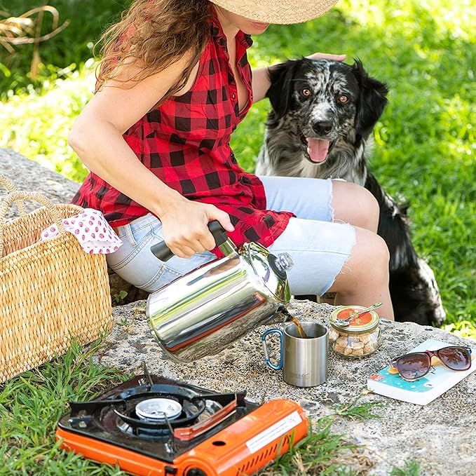 Mixpresso Stainless Steel Coffee Percolator Stovetop 52 oz Classic Percolator Coffee Pot Great For Camping Pot 12 Cup Stove Top Espresso Maker Cool-Touch Handle