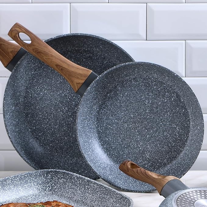 Kitchen Battery 8 Pieces SAN IGNACIO Dina Stainless Steel with pan Set (18/20/22/24/26/28 cm) SAN IGNACIO Daimiel in Forged Aluminum