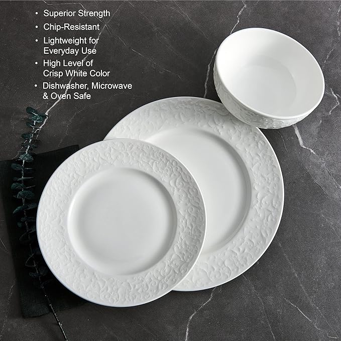 Mikasa Crown White Chip Resistant 18 Piece Dinnerware Set Service for 6