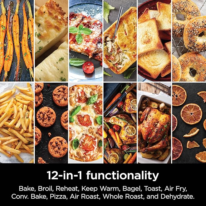 Ninja Air Fryer &amp Toaster Oven Combo with Thermometer| Double Stack XL | 12-in-1 | Smart Finish &amp DualZone Technology Cook 2 Meals at Once | Air Fry Bake Broil Reheat | Stainless Steel | DC