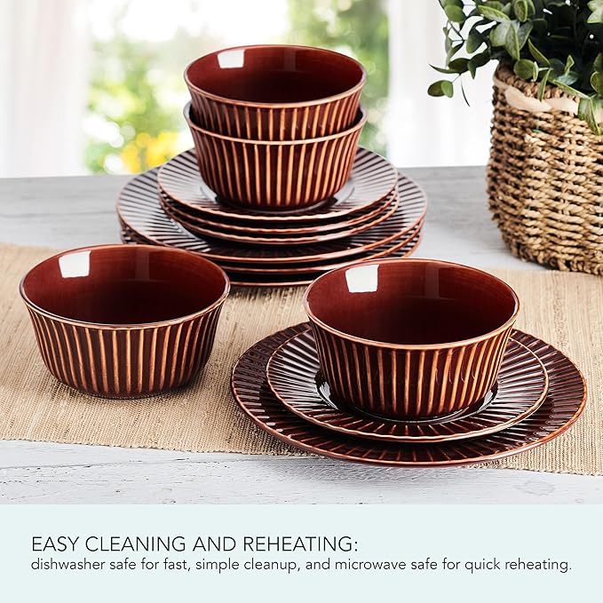 Pfaltzgraff Dannie Red 12 Piece Dinnerware Set Service for 4 Red