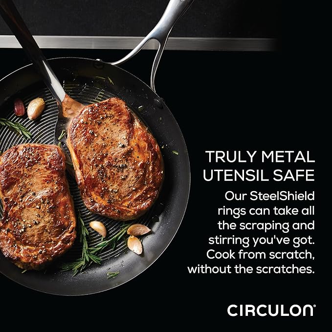 Circulon Stainless Steel Induction Cookware Set with SteelShield Hybrid Stainless and Nonstick Technology 6 Piece - Stainless Steel