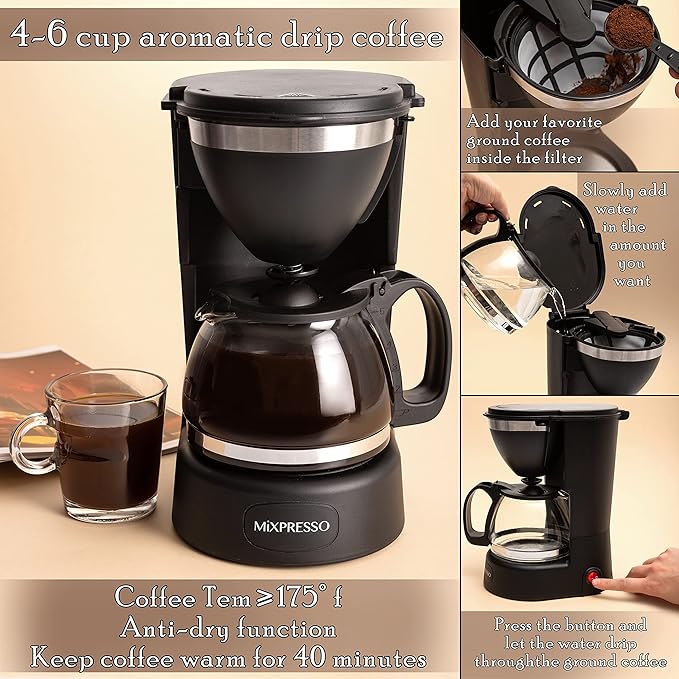 Mixpresso Drip Coffee Maker Coffee (6 Cups) Black
