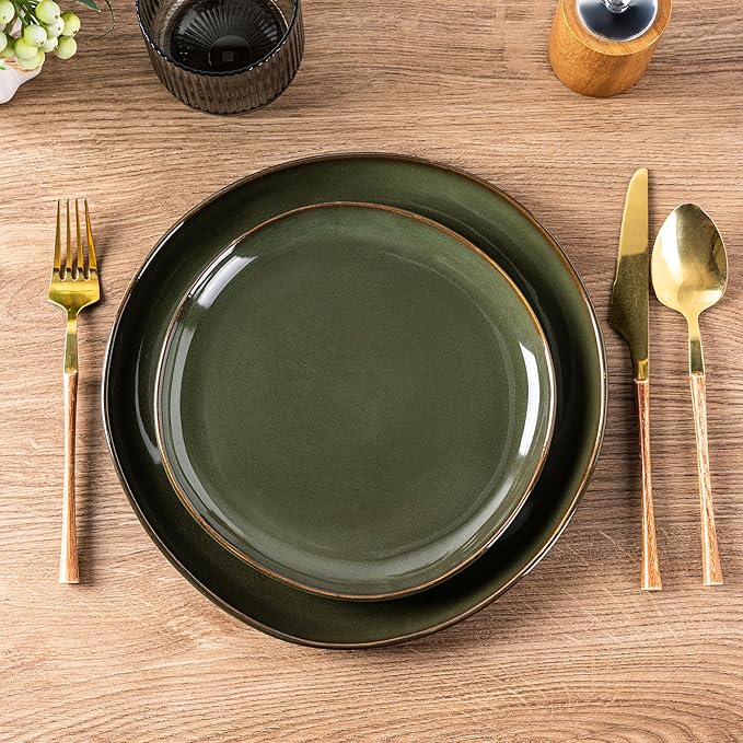 AmorArc Ceramic Dinnerware SetsHandmade Reactive Glaze Stoneware Plates and Bowls SetsHighly Scratch Resistant | Dishwasher &amp Microwave Safe Dishes SetService for 4 (12pc)