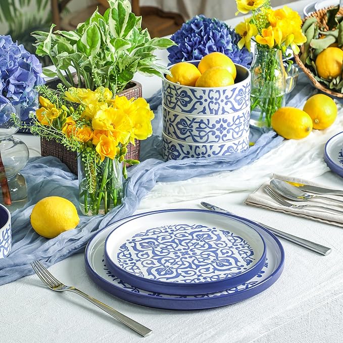 Stone Lain Tropea 12-Piece Dinnerware Set Stoneware Blue
