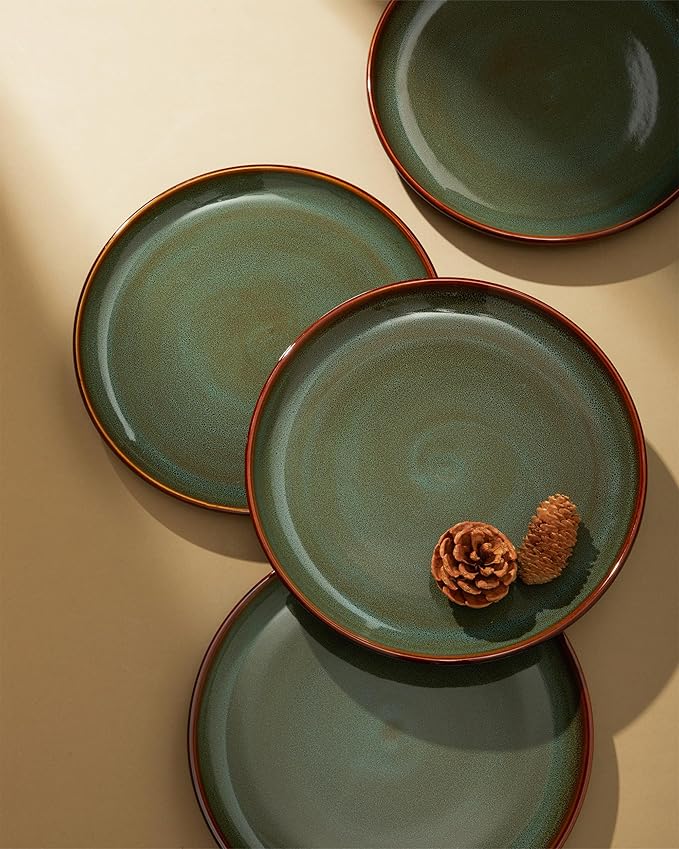 24 Pieces Dinnerware Sets with Pasta Bowls Sage Green