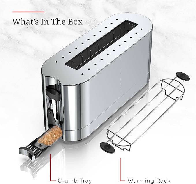 Russell Hobbs TRL9300GYR 2-Slice Glass Accent Long Toaster Silver
