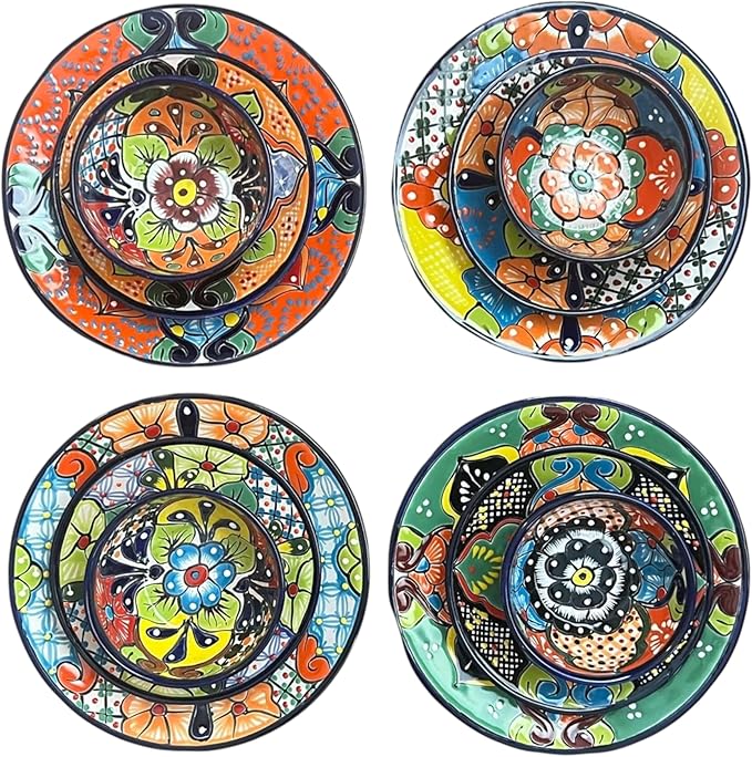 Talavera Dinnerware Set | 33-Piece Mexican Dish Set for 8