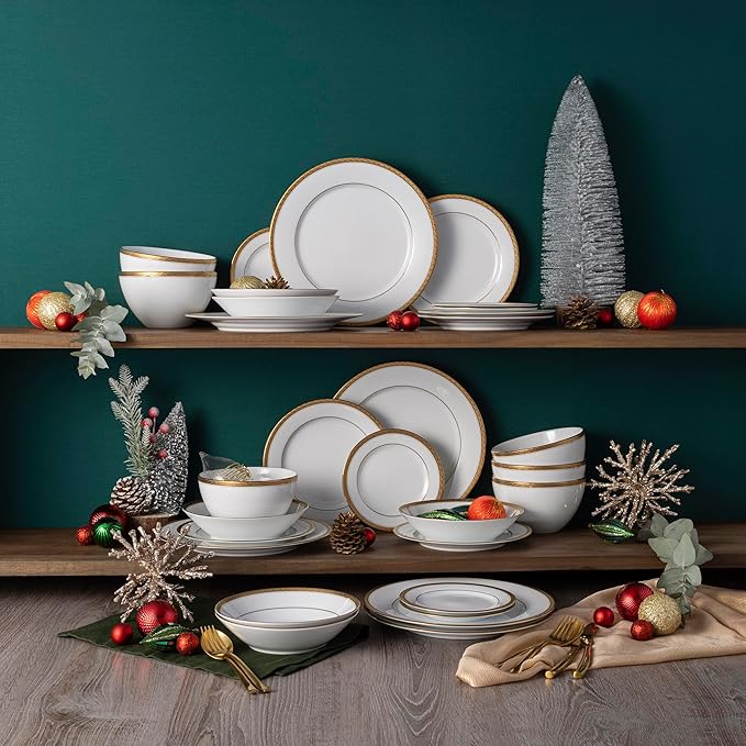 Noritake Charlotta Gold 30-Piece Dinnerware Set Service for 6