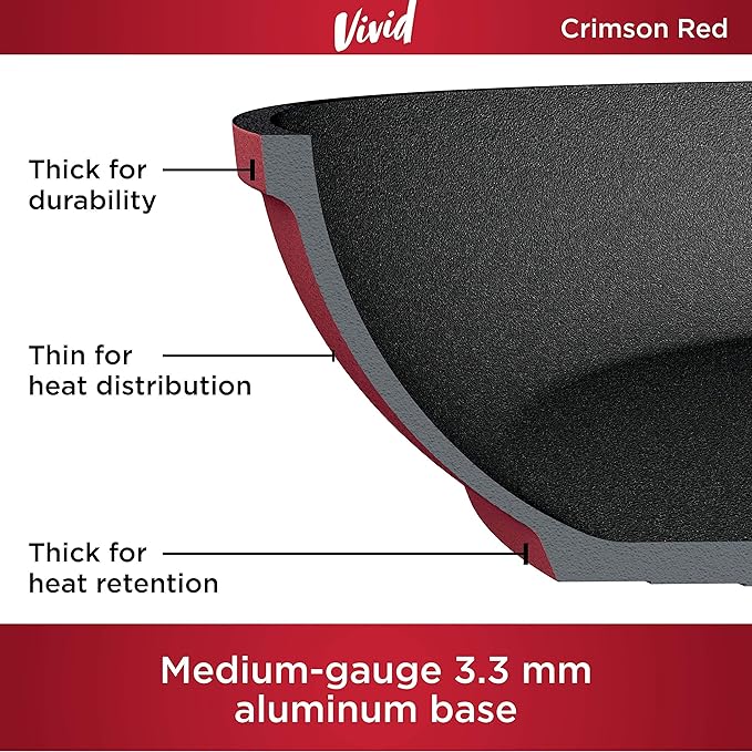 Ninja C28000 Foodi NeverStick Vivid 8-Piece Cookware Set with Lids Nonstick Durable &amp Oven Safe to 400°F Cool-Touch Handles Crimson Red