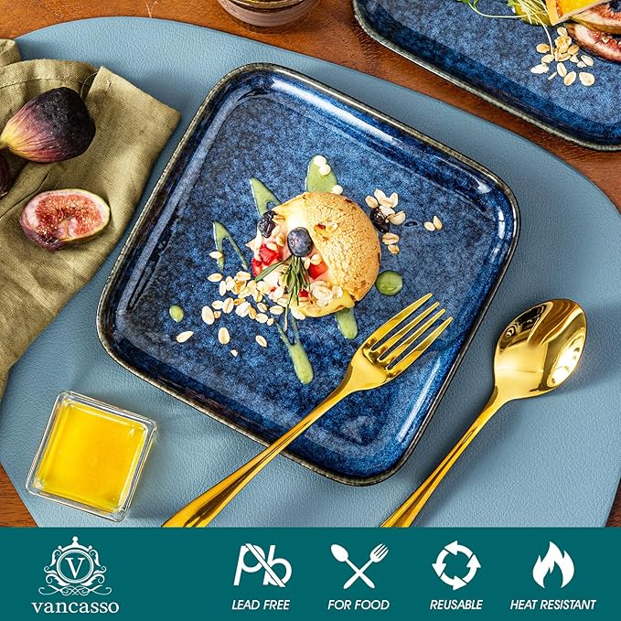 vancasso Starry 18 Pieces Dinnerware Sets for 6 Bundles 7.5 Inch Dessert Plates Set of 4