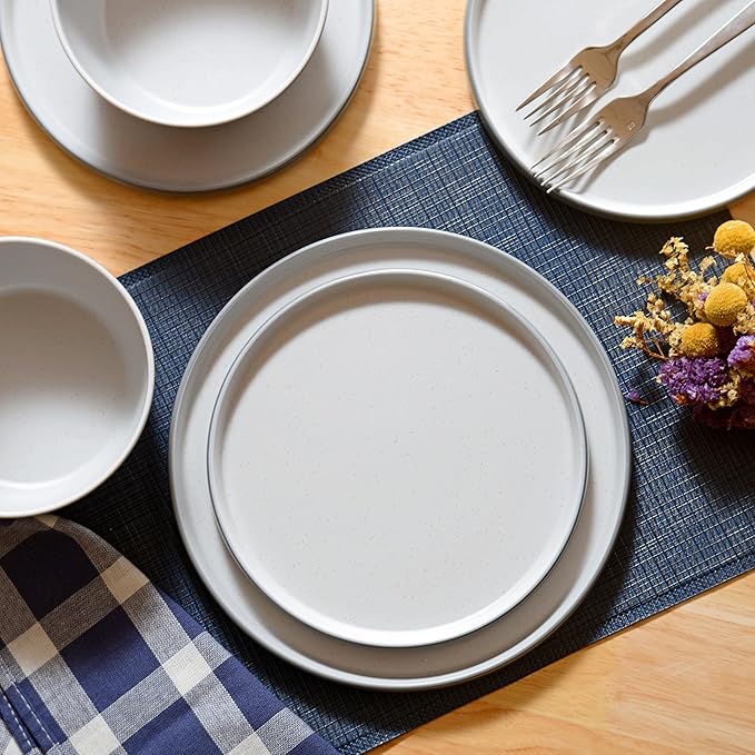 Melamine Dinnerware SetsPlate and Bowl Set for 412 Pcs Dish Set with Lipped EdgesLightweight and Reusable Dishware Sets for CampingDishwasher SafeGood for Housewarming(Navy BlueGray)